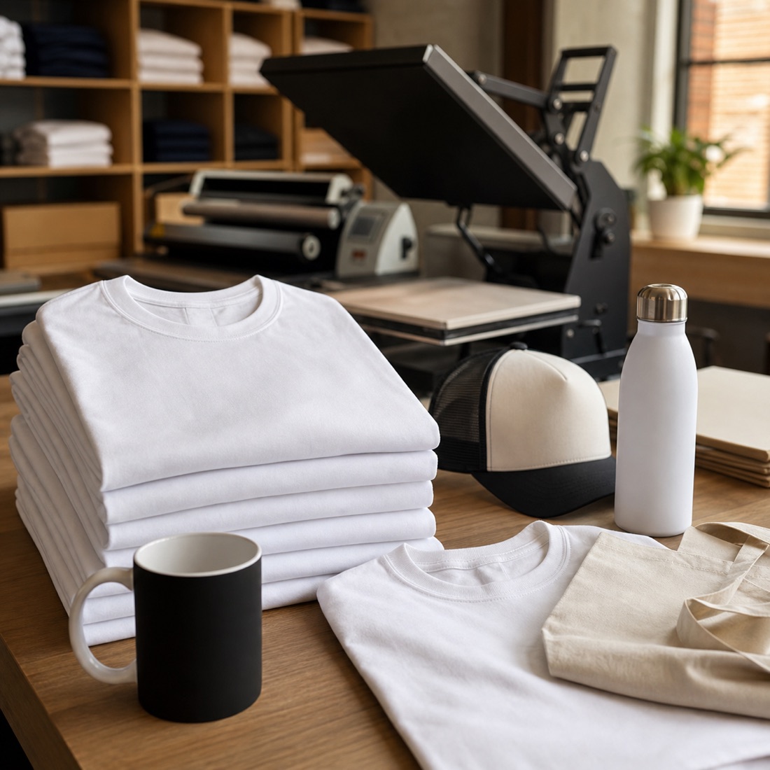 Blank apparel ready for branded print production