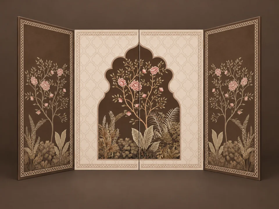 Ornate rose and botanical folding backdrop