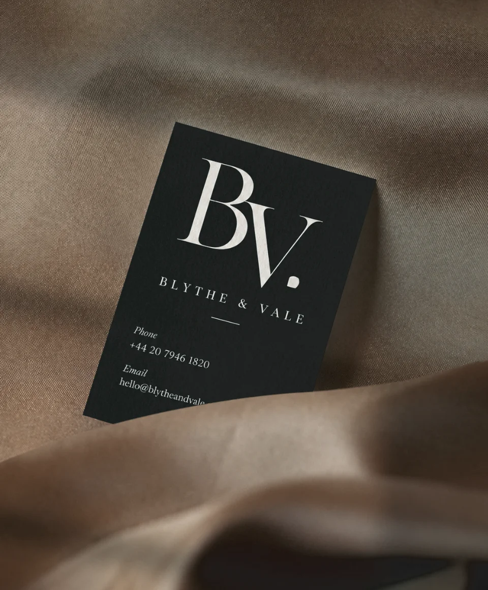 Black luxury business card on soft fabric
