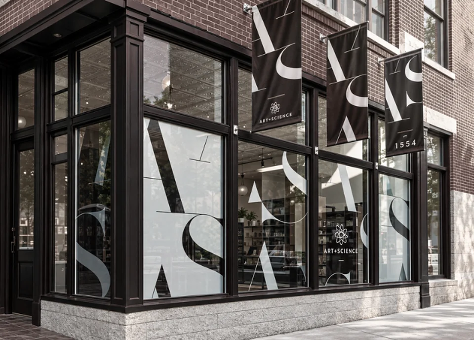 Branded window vinyl across a café frontage