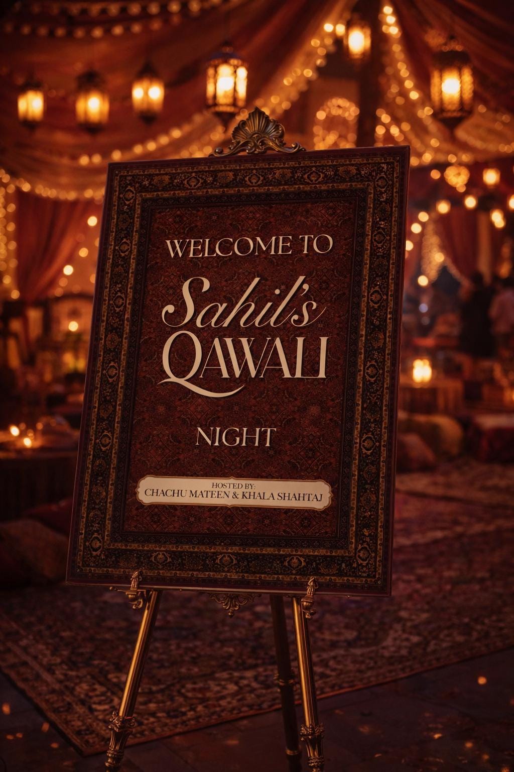Qawali Night Personalised Wedding Welcome Sign Board