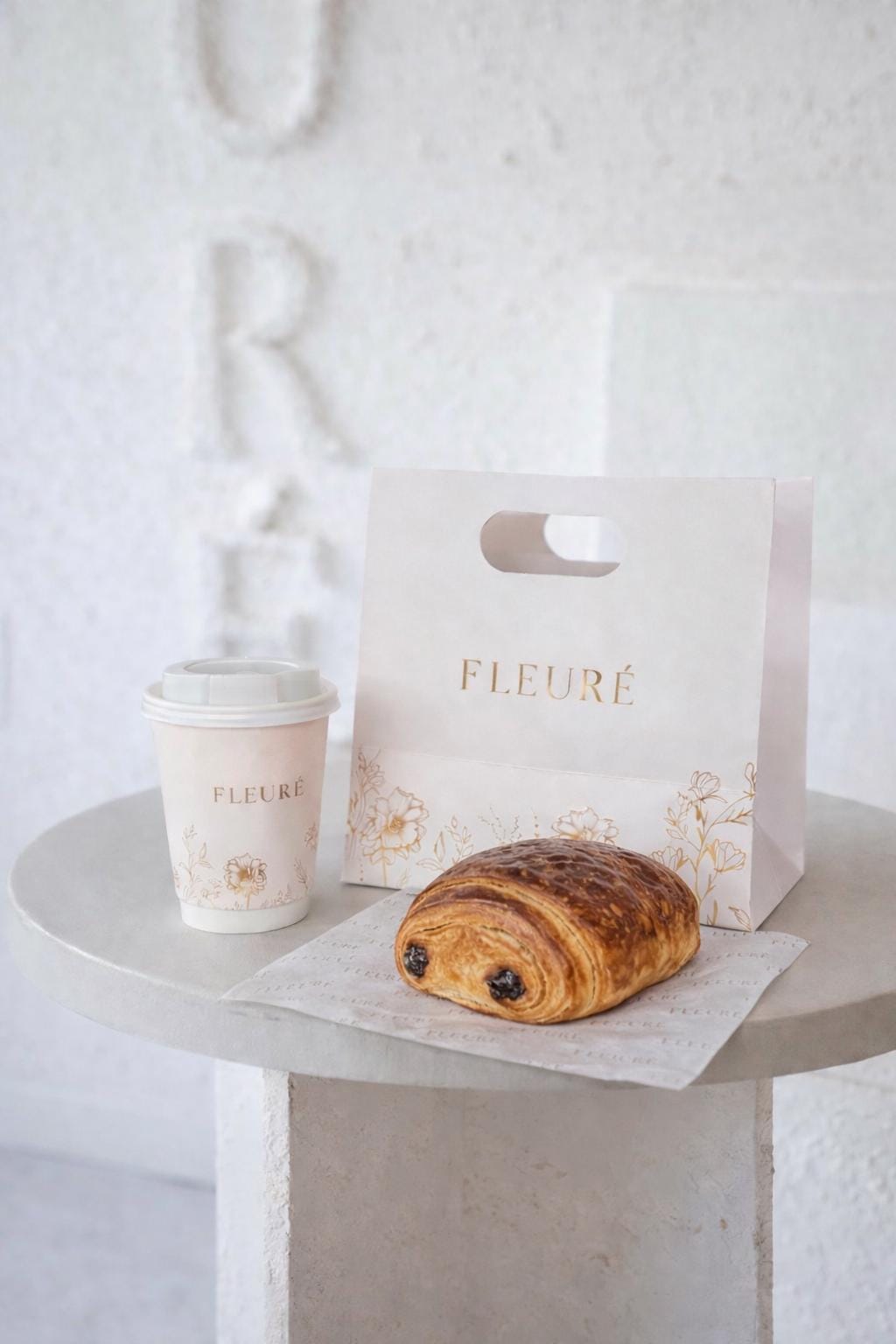Branded Paper Coffee Cup and Pastry Bag Packaging Set