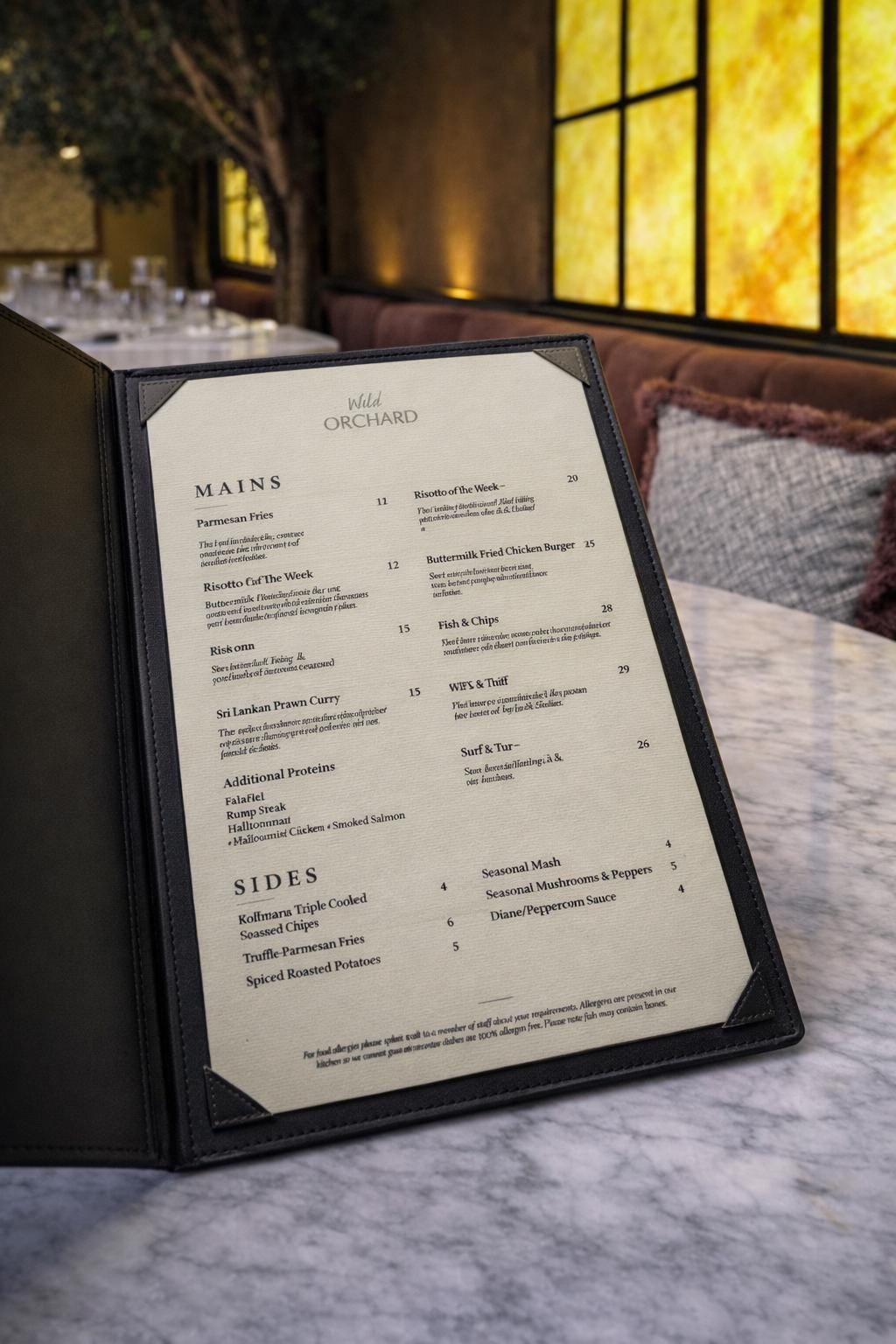 A5 Personalised Reception and Event Menu Insert Cards