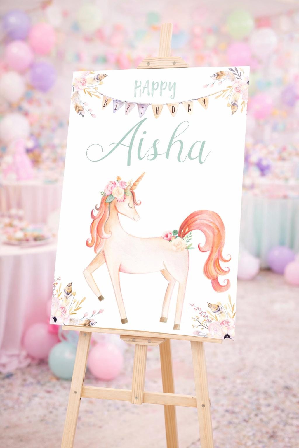 Unicorn Personalised Children's Birthday Welcome Sign