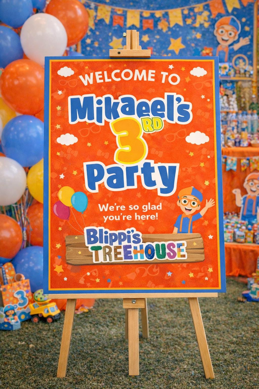 Blippi Personalised Children's Birthday Welcome Sign
