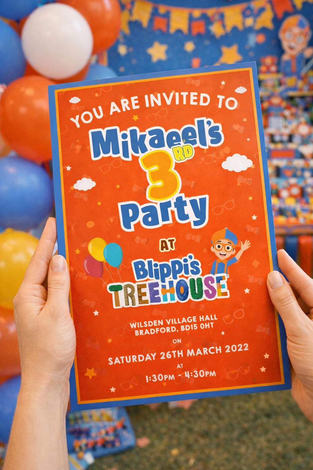 Blippi Editable Children's Birthday Party Invitation