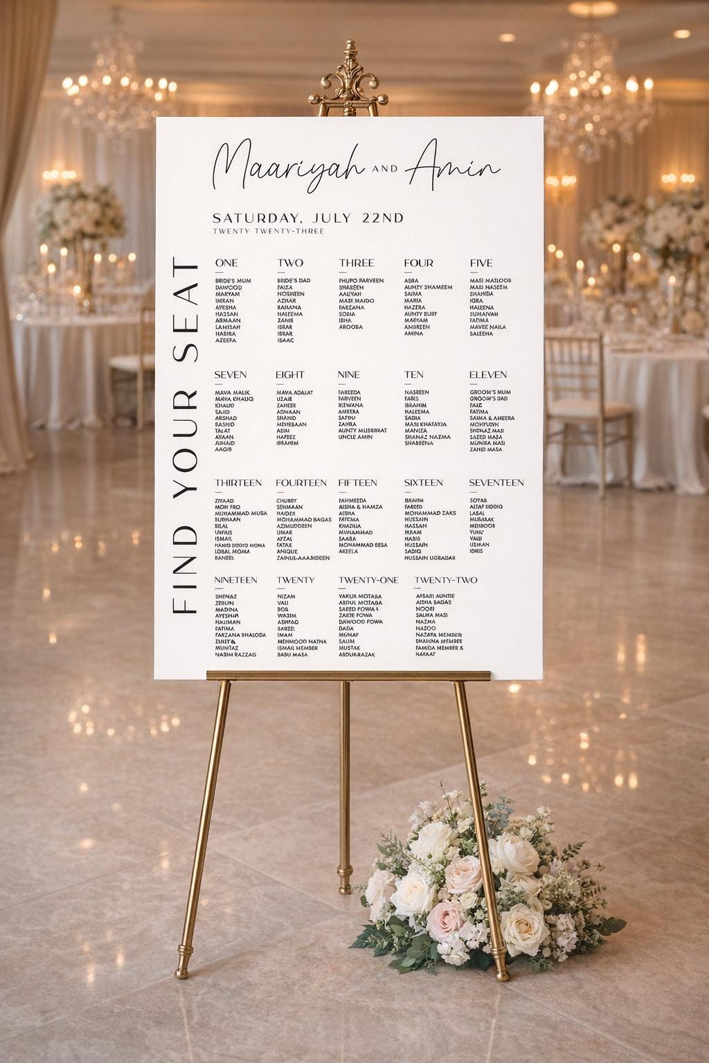 Minimal A1 Personalised Wedding Seating Chart Board