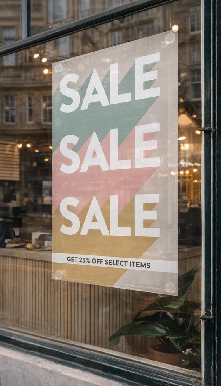 Minimal Sale Retail Shop Window Promotion Poster