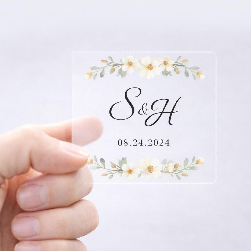 Yellow Floral Transparent Wedding Seal Stickers