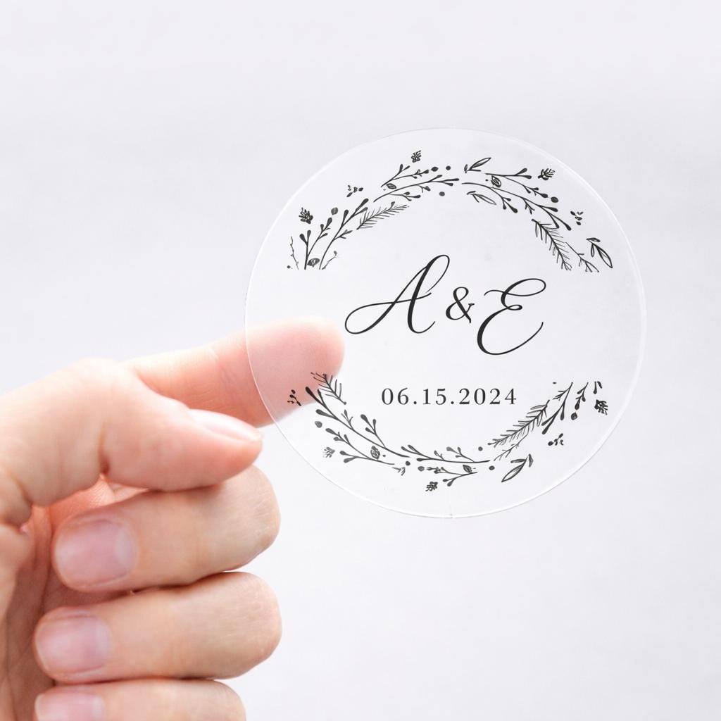 Botanical Wreath Transparent Wedding Seal Stickers
