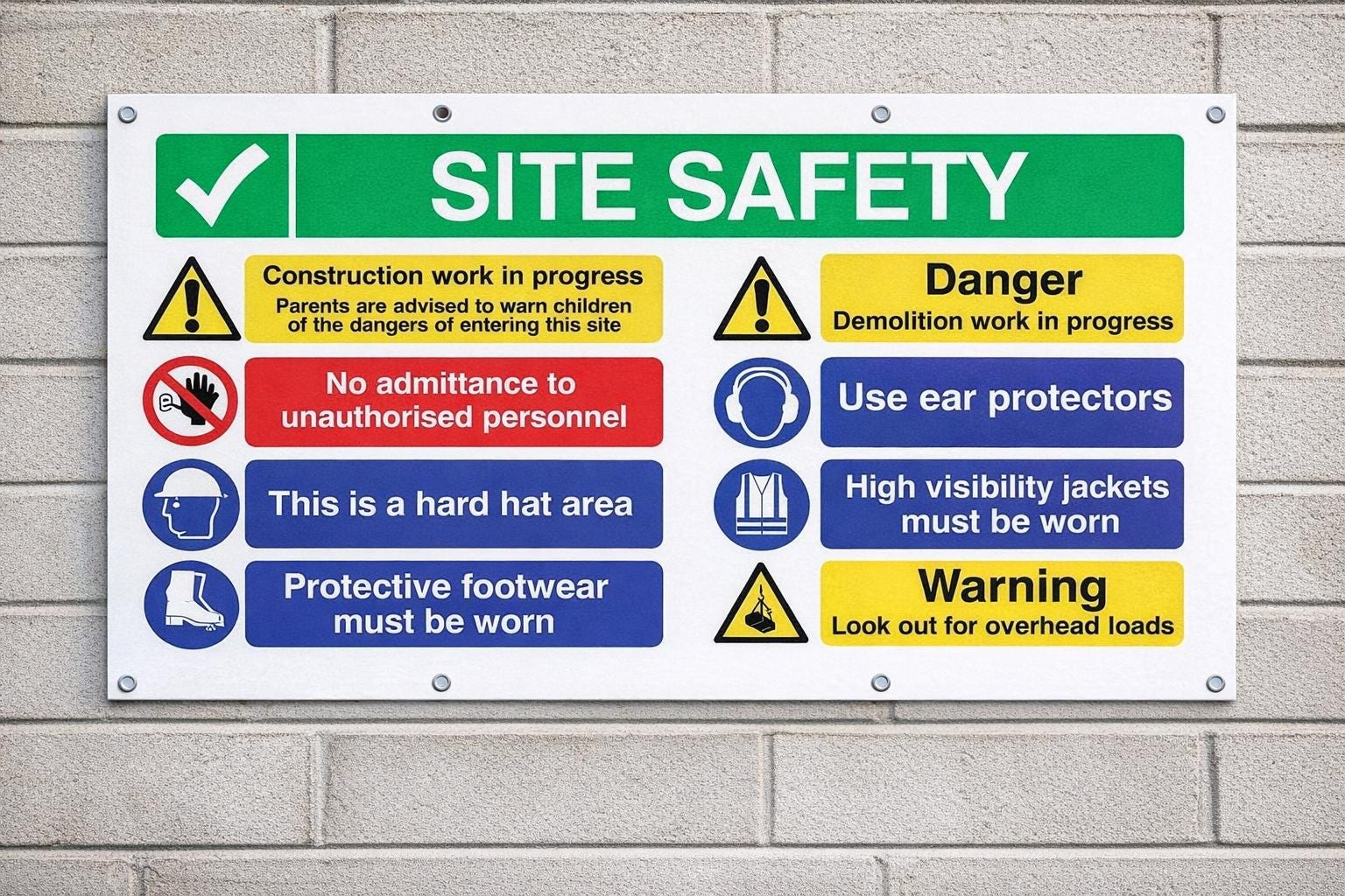 Hard Hat Area Construction Site Safety Sign Board