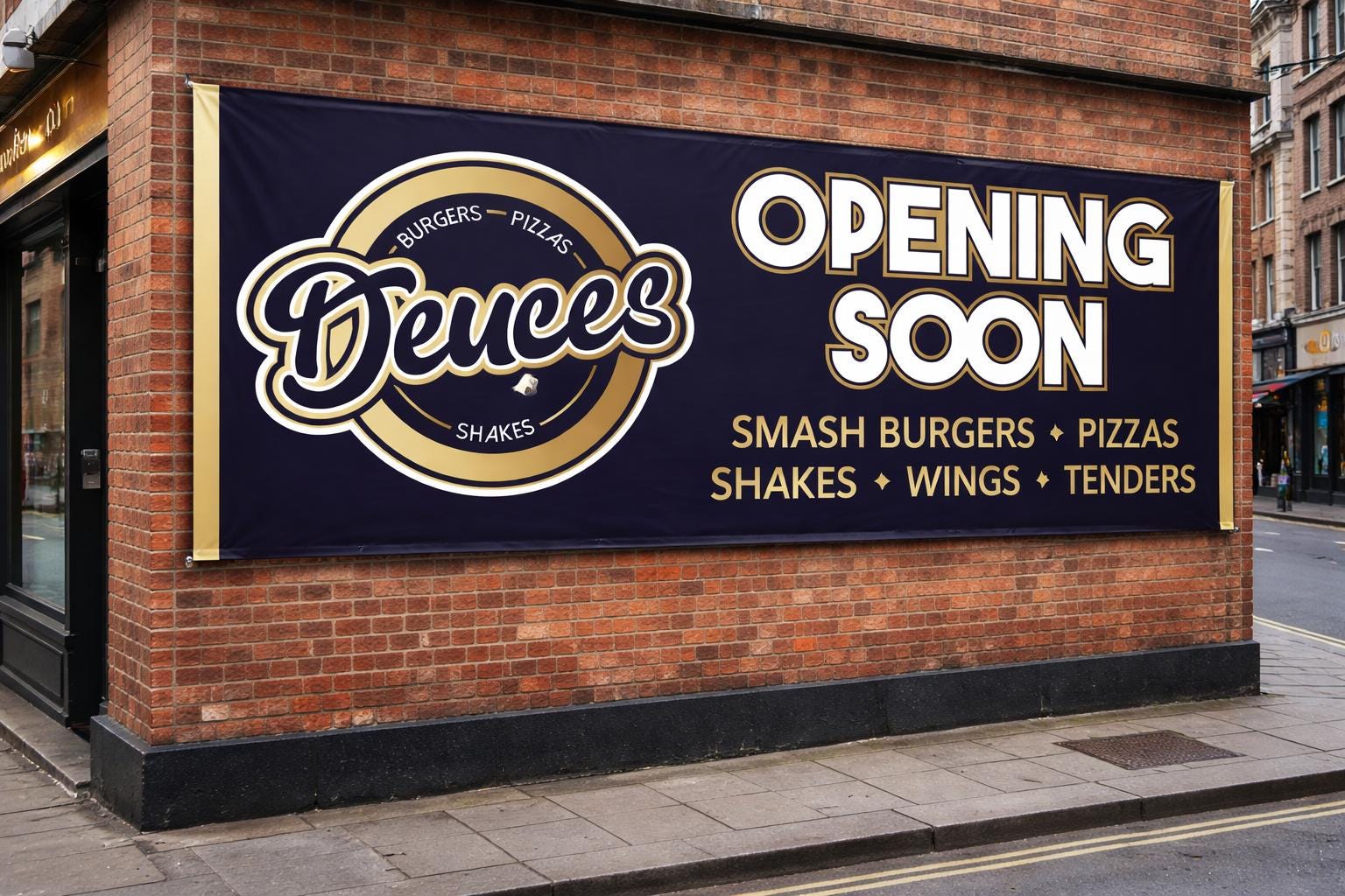 Opening Soon Fast Food Shop-Front Advertising Banner