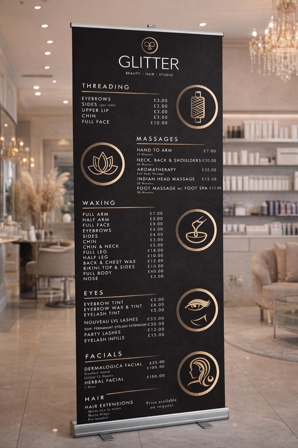 Hair and Beauty Salon Roll-Up Price List Banner