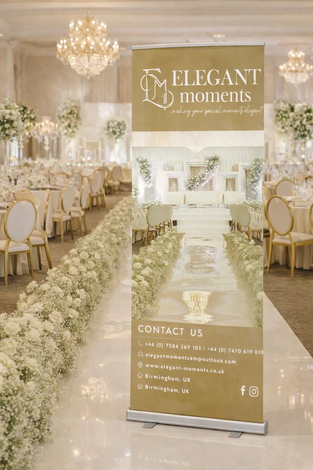 Gold Wedding Planner Roll-Up Advertising Banner
