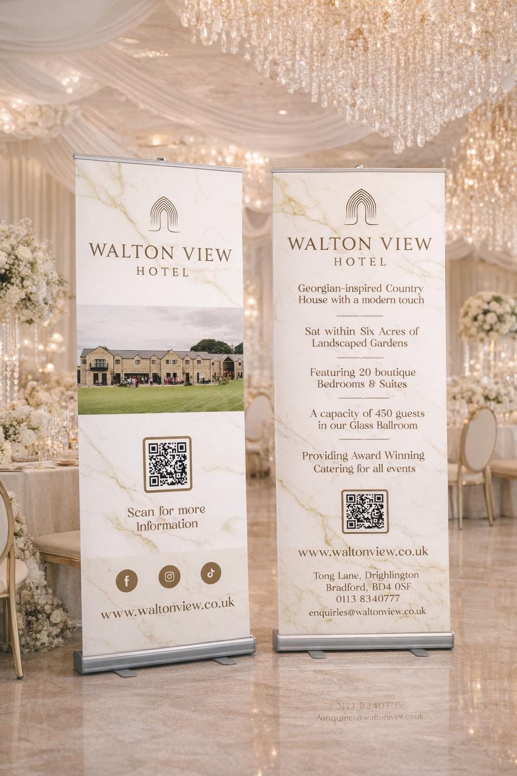 Marble and Gold Wedding Venue Roll-Up Banner Set