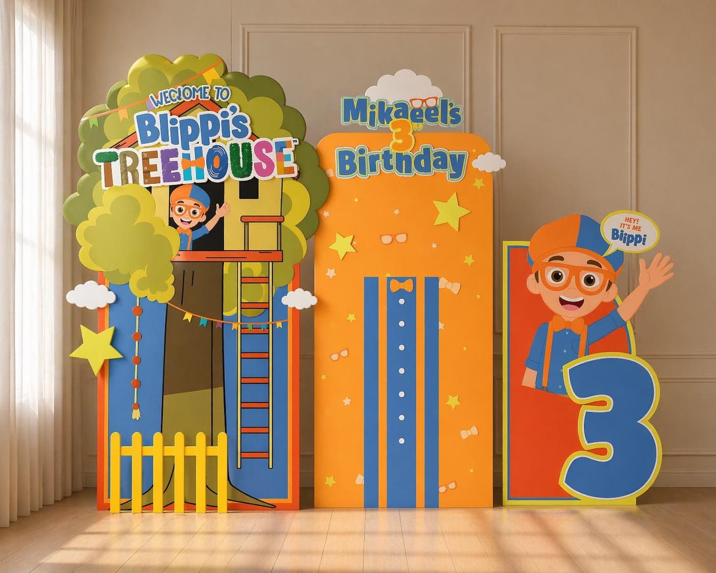 Blippi Personalised Birthday Backdrop Board Set