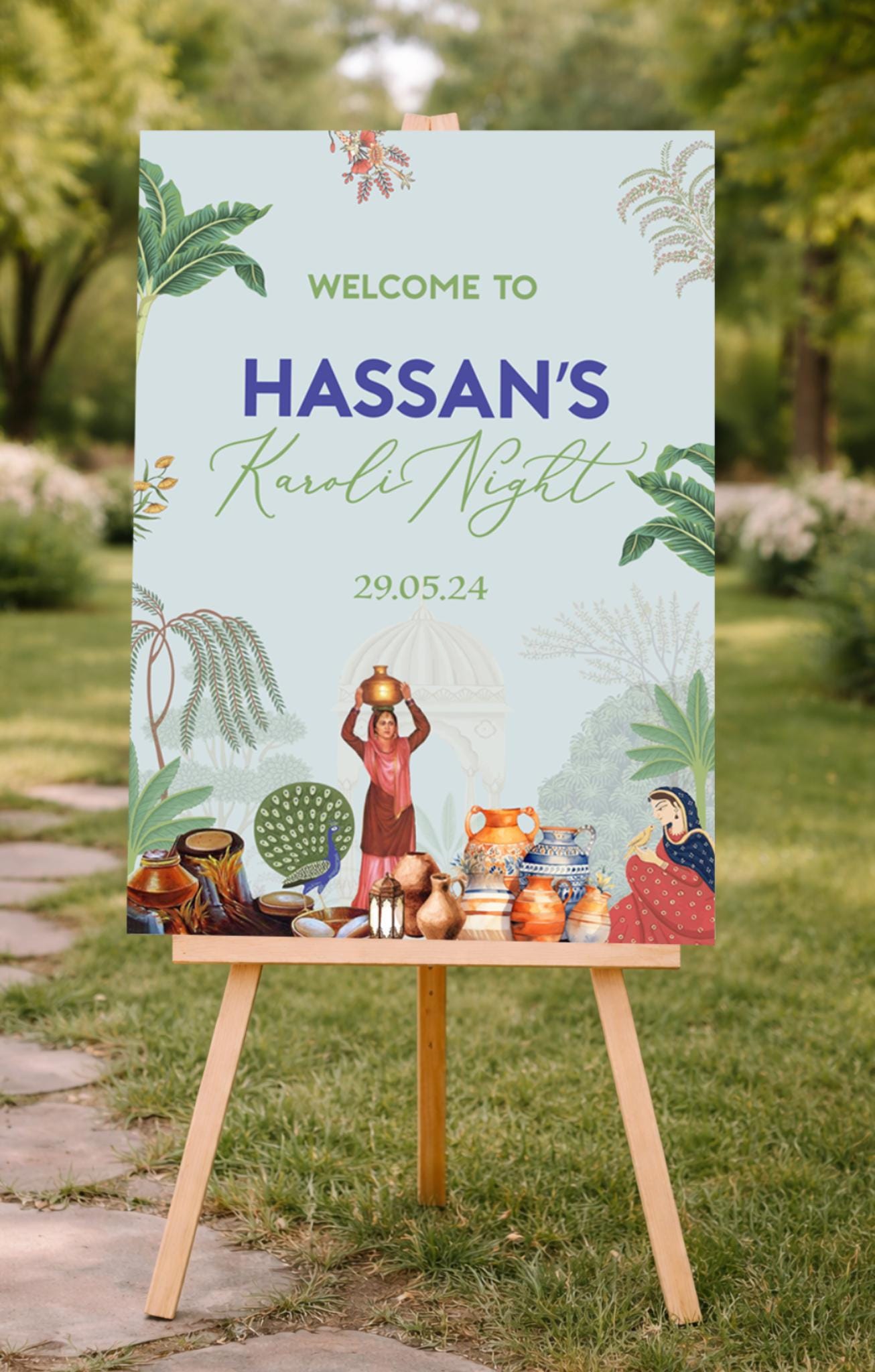 South Asian Mehndi Night Personalised Welcome Sign