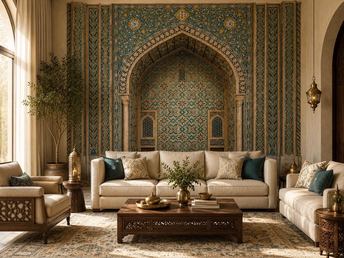 Blue Mosaic Mihrab Architectural Backdrop Panels